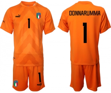 Men's Italy #1 Donnarumma Orange Goalkeeper Soccer Jersey Suit
