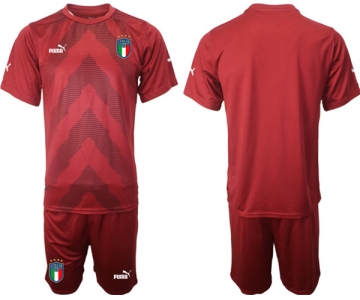 Mens Italy Blank Red Goalkeeper Soccer Jersey Suit