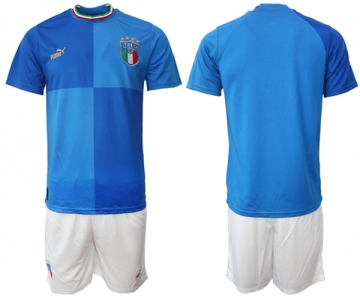 Men's Italy Custom Blue Home Soccer Jersey Suit