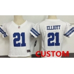 Custom Toddler Dallas Cowboys White Road Stitched NFL Nike Game Jersey