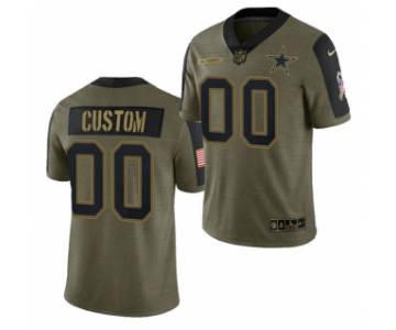 Men's Olive Dallas Cowboys ACTIVE PLAYER Custom 2021 Salute To Service Limited Stitched Jersey