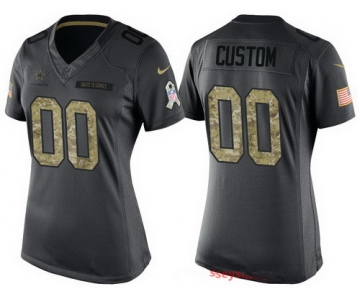 Women's Dallas Cowboys Custom Anthracite Camo 2016 Salute To Service Veterans Day NFL Nike Limited Jersey