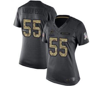 Cowboys #55 Leighton Vander Esch Black Women's Stitched Football Limited 2016 Salute to Service Jersey