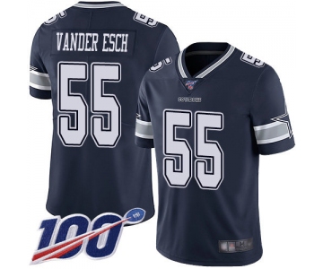 Cowboys #55 Leighton Vander Esch Navy Blue Team Color Men's Stitched Football 100th Season Vapor Limited Jersey