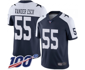 Cowboys #55 Leighton Vander Esch Navy Blue Thanksgiving Men's Stitched Football 100th Season Vapor Throwback Limited Jersey