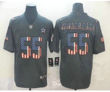 Men's Dallas Cowboys #55 Leighton Vander Esch 2019 Black Salute To Service USA Flag Fashion Limited Jersey