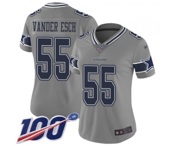 Nike Cowboys #55 Leighton Vander Esch Gray Women's Stitched NFL Limited Inverted Legend 100th Season Jersey