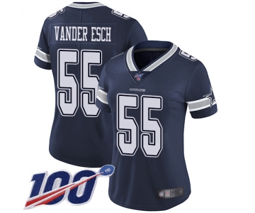 Nike Cowboys #55 Leighton Vander Esch Navy Blue Team Color Women's Stitched NFL 100th Season Vapor Limited Jersey