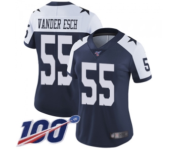 Nike Cowboys #55 Leighton Vander Esch Navy Blue Thanksgiving Women's Stitched NFL 100th Season Vapor Throwback Limited Jersey