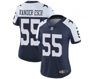 Nike Cowboys #55 Leighton Vander Esch Navy Blue Thanksgiving Women's Stitched NFL Vapor Untouchable Limited Throwback Jersey