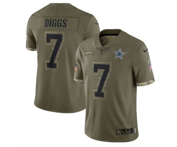 Men's Dallas Cowboys #7 Trevon Diggs 2022 Olive Salute To Service Limited Stitched Jersey