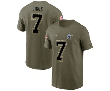 Men's Dallas Cowboys #7 Trevon Diggs 2022 Olive Salute to Service T-Shirt