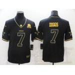 Men's Dallas Cowboys #7 Trevon Diggs Black 60th Seasons Patch Golden Edition Stitched NFL Nike Limited Jersey