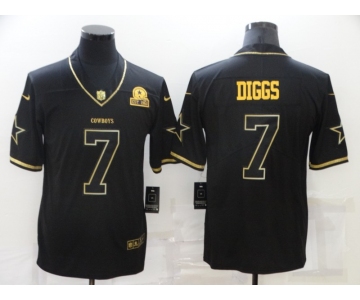 Men's Dallas Cowboys #7 Trevon Diggs Black 60th Seasons Patch Golden Edition Stitched NFL Nike Limited Jersey