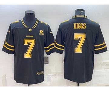 Men's Dallas Cowboys #7 Trevon Diggs Black Gold Edition With 1960 Patch Limited Stitched Football Jersey