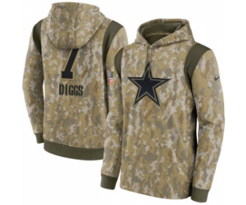 Men's Dallas Cowboys #7 Trevon Diggs Camo 2021 Salute To Service Therma Performance Pullover Hoodie