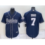 Men's Dallas Cowboys #7 Trevon Diggs Navy Blue Stitched Cool Base Nike Baseball Jersey