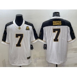 Men's Dallas Cowboys #7 Trevon Diggs White Gold Edition With 1960 Patch Limited Stitched Football Jersey