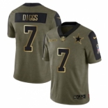 Men's Olive Dallas Cowboys #7 Trevon Diggs 2021 Salute To Service Golden Limited Stitched Jersey