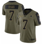 Men's Olive Dallas Cowboys #7 Trevon Diggs 2021 Salute To Service Limited Stitched Jersey