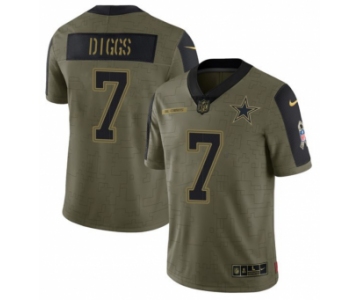 Men's Olive Dallas Cowboys #7 Trevon Diggs 2021 Salute To Service Limited Stitched Jersey