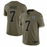 Men's Womens Youth Kids Dallas Cowboys #7 Trevon Diggs 2023 Salute To Service Olive Limited Nike Jersey
