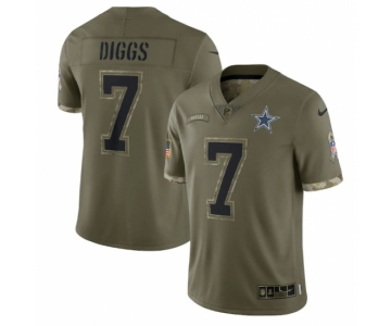 Men's Womens Youth Kids Dallas Cowboys #7 Trevon Diggs 2023 Salute To Service Olive Limited Nike Jersey