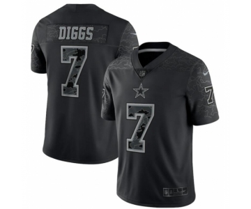 Men's Womens Youth Kids Dallas Cowboys #7 Trevon Diggs Black Reflective Nike Limited Nike Jersey