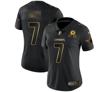 Women's Dallas Cowboys #7 Trevon Diggs Black Golden Edition Limited Stitched Jersey(Run Small)