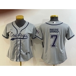 Women's Dallas Cowboys #7 Trevon Diggs Grey With Patch Cool Base Stitched Baseball Jersey