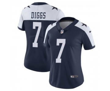 Women's Dallas Cowboys #7 Trevon Diggs Navy White Thanksgiving Limited Stitched Jersey(Run Small)