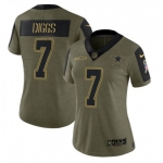 Women's Dallas Cowboys #7 Trevon Diggs Olive Salute To Service Limited Stitched Jersey(Run Small)