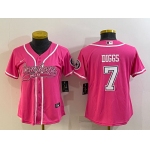 Women's Dallas Cowboys #7 Trevon Diggs Pink With Patch Cool Base Stitched Baseball Jersey