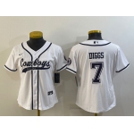 Women's Dallas Cowboys #7 Trevon Diggs White With Patch Cool Base Stitched Baseball Jersey