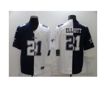 Men Nike Dallas Cowboys 21 Ezekiel Elliott Blue White Split Limited Jersey