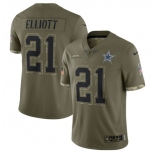 Men's Dallas Cowboys #21 Ezekiel Elliott 2022 Olive Salute To Service Limited Stitched Jersey