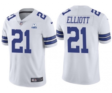 Men's Dallas Cowboys #21 Ezekiel Elliott 60th Anniversary White Vapor Untouchable Stitched NFL Nike Limited Jersey