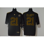 Men's Dallas Cowboys #21 Ezekiel Elliott Black 2020 Nike Flocked Leopard Print Vapor Limited NFL Jersey