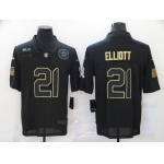 Men's Dallas Cowboys #21 Ezekiel Elliott Black 2020 Salute To Service Stitched NFL Nike Limited Jersey