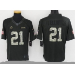 Men's Dallas Cowboys #21 Ezekiel Elliott Black Anthracite 2016 Salute To Service Stitched NFL Nike Limited Jersey