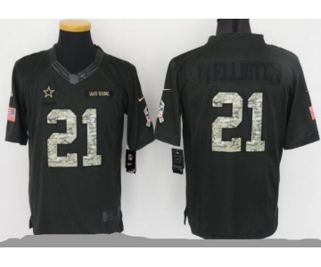 Men's Dallas Cowboys #21 Ezekiel Elliott Black Anthracite 2016 Salute To Service Stitched NFL Nike Limited Jersey