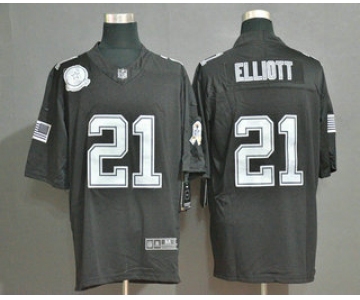 Men's Dallas Cowboys #21 Ezekiel Elliott Black Olive 2019 Salute To Service Stitched NFL Nike Limited Jersey