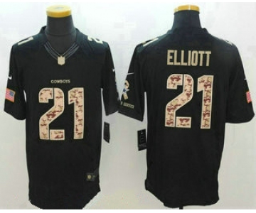 Men's Dallas Cowboys #21 Ezekiel Elliott Black Salute To Service Stitched NFL Nike Limited Jersey