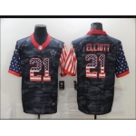 Men's Dallas Cowboys #21 Ezekiel Elliott Camo Salute To Serve USA Flag Limited Jersey