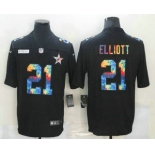 Men's Dallas Cowboys #21 Ezekiel Elliott Multi-Color Black 2020 NFL Crucial Catch Vapor Untouchable Nike Limited Jersey