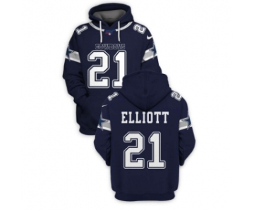 Men's Dallas Cowboys #21 Ezekiel Elliott Navy 2021 Pullover Hoodie