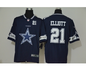 Men's Dallas Cowboys #21 Ezekiel Elliott Navy Blue 2020 Big Logo Number Vapor Untouchable Stitched NFL Nike Fashion Limited Jersey