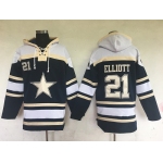 Men's Dallas Cowboys #21 Ezekiel Elliott Navy Blue Team Color Stitched NFL Hoodie