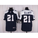 Men's Dallas Cowboys #21 Ezekiel Elliott Navy Blue Thanksgiving Alternate NFL Nike Elite Jersey