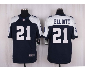 Men's Dallas Cowboys #21 Ezekiel Elliott Navy Blue Thanksgiving Alternate NFL Nike Elite Jersey